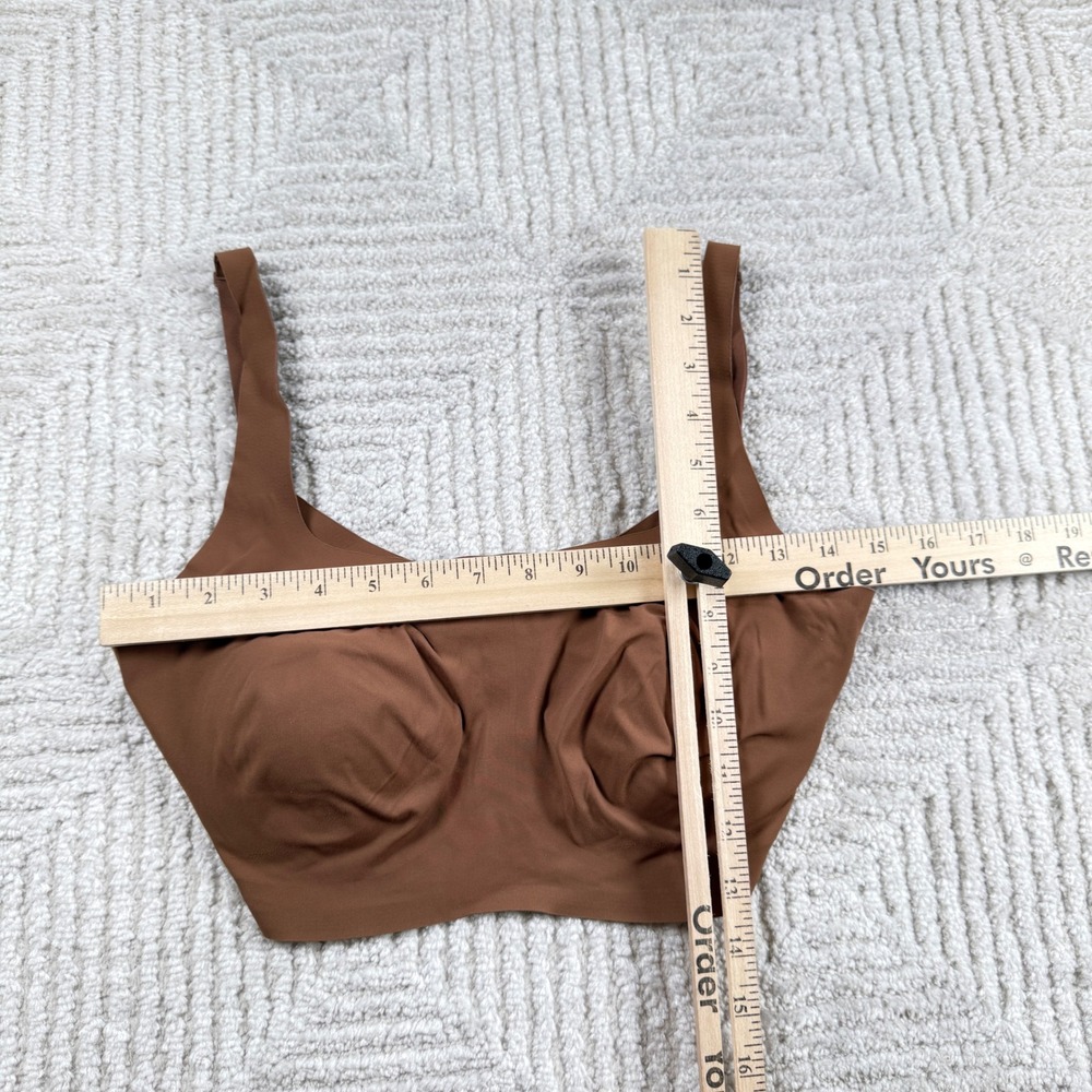SKIMS Fits Everybody Scoop Neck Bra Womens L-DD Brown Seamless Stretch Comfort - Picture 4 of 10